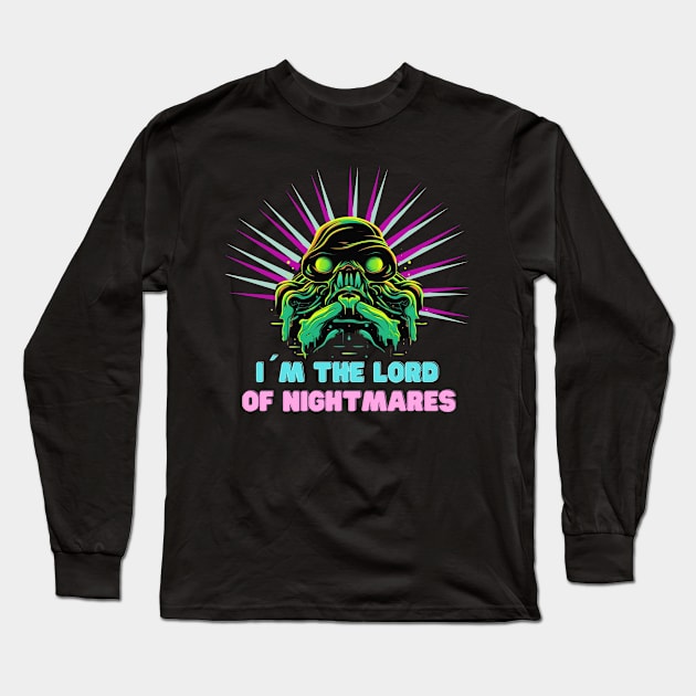 Vibrant Nightmare: Unleash the Colorful Lord of Nightmares Long Sleeve T-Shirt by Green Barf!